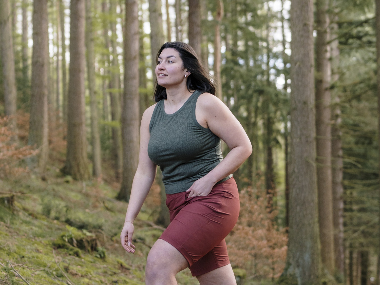 Woman wearing Alys merino vest top