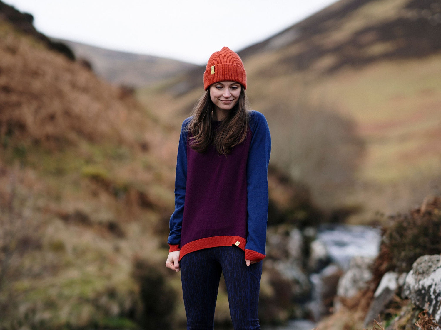 Merino Wool Colour block raglan top