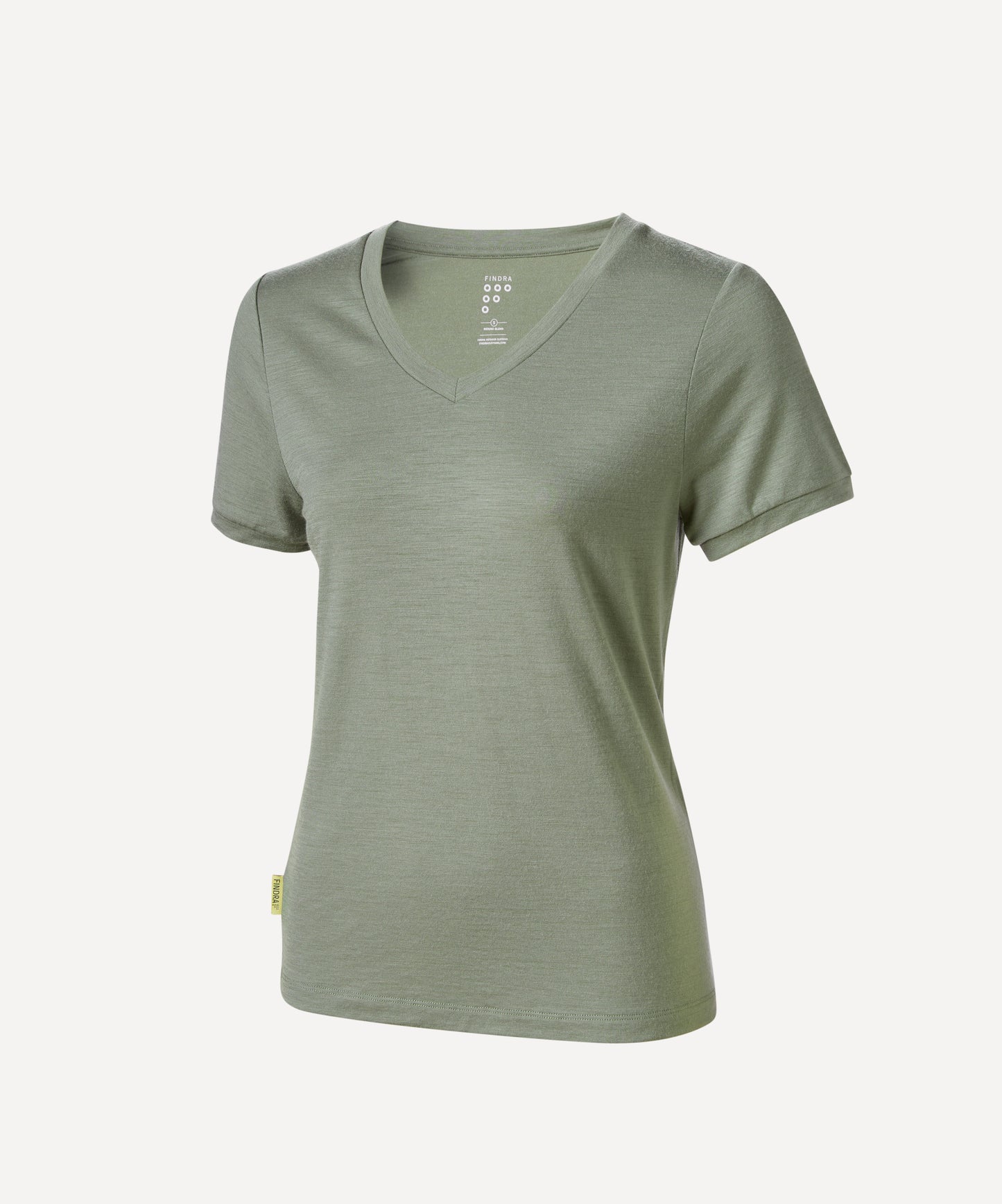 Merino Lightweight T shirt with V Neck in khaki Green