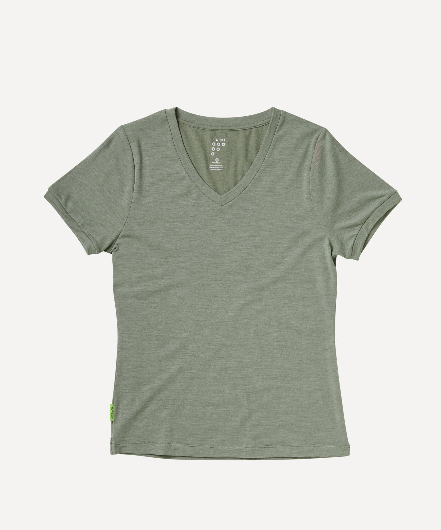 Merino Lightweight T shirt with V Neck in khaki Green