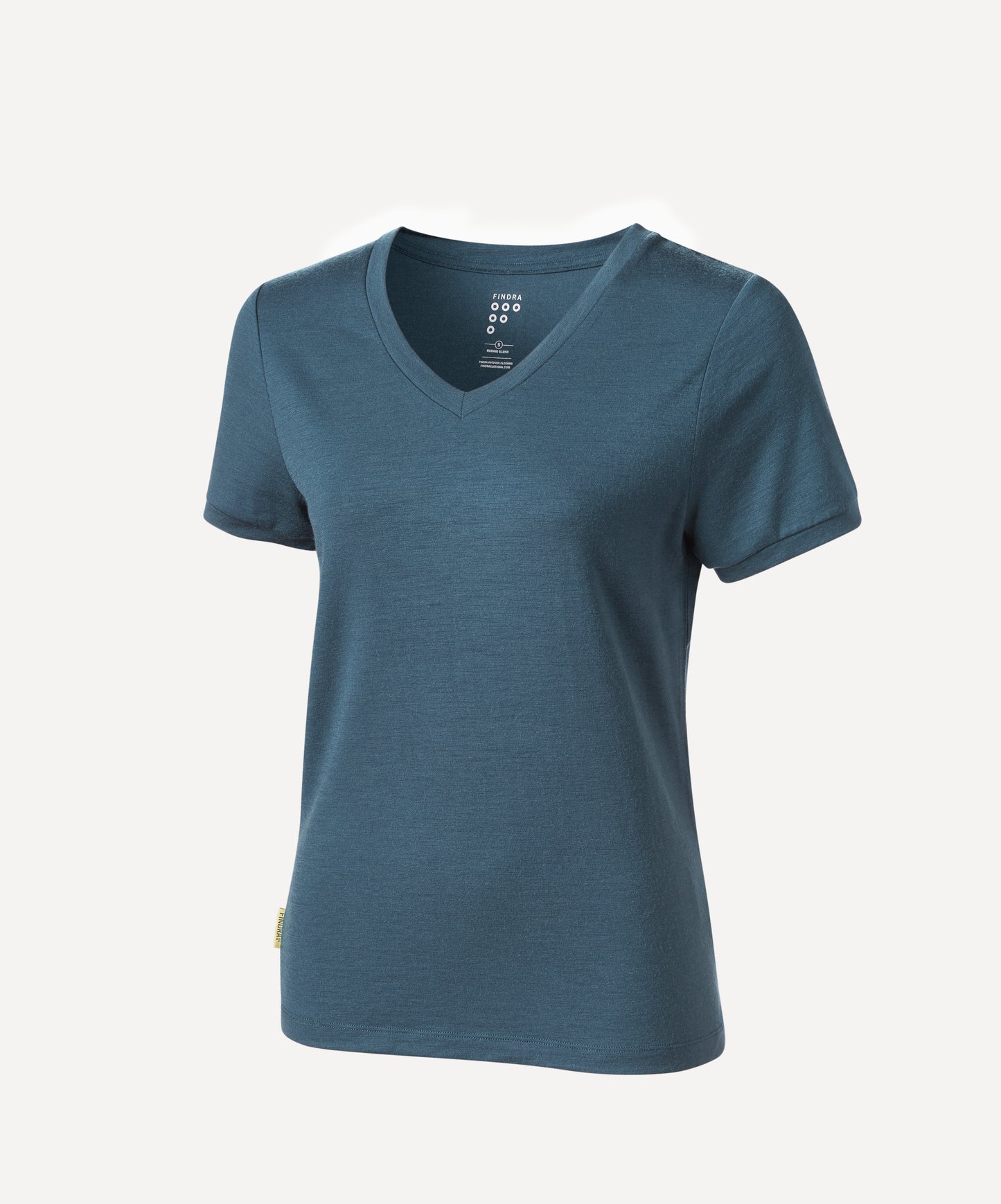 Merino Lightweight T shirt with V Neck in indigo blue