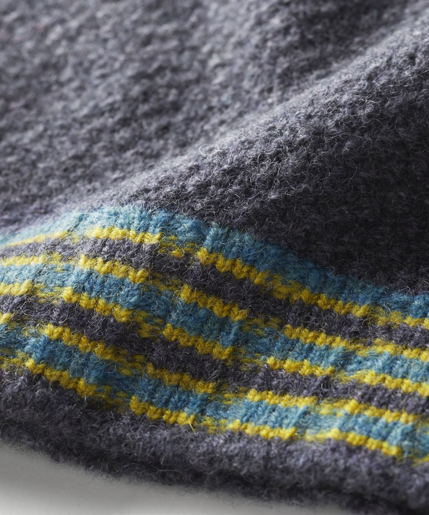 FINDRA  Betty Lambswool Beanie Charcoal Detail