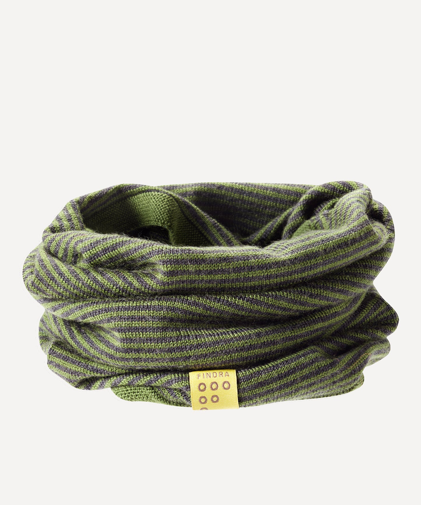 FINDRA Betty Fine Stripe Neckwarmer Moss Green/Charcoal