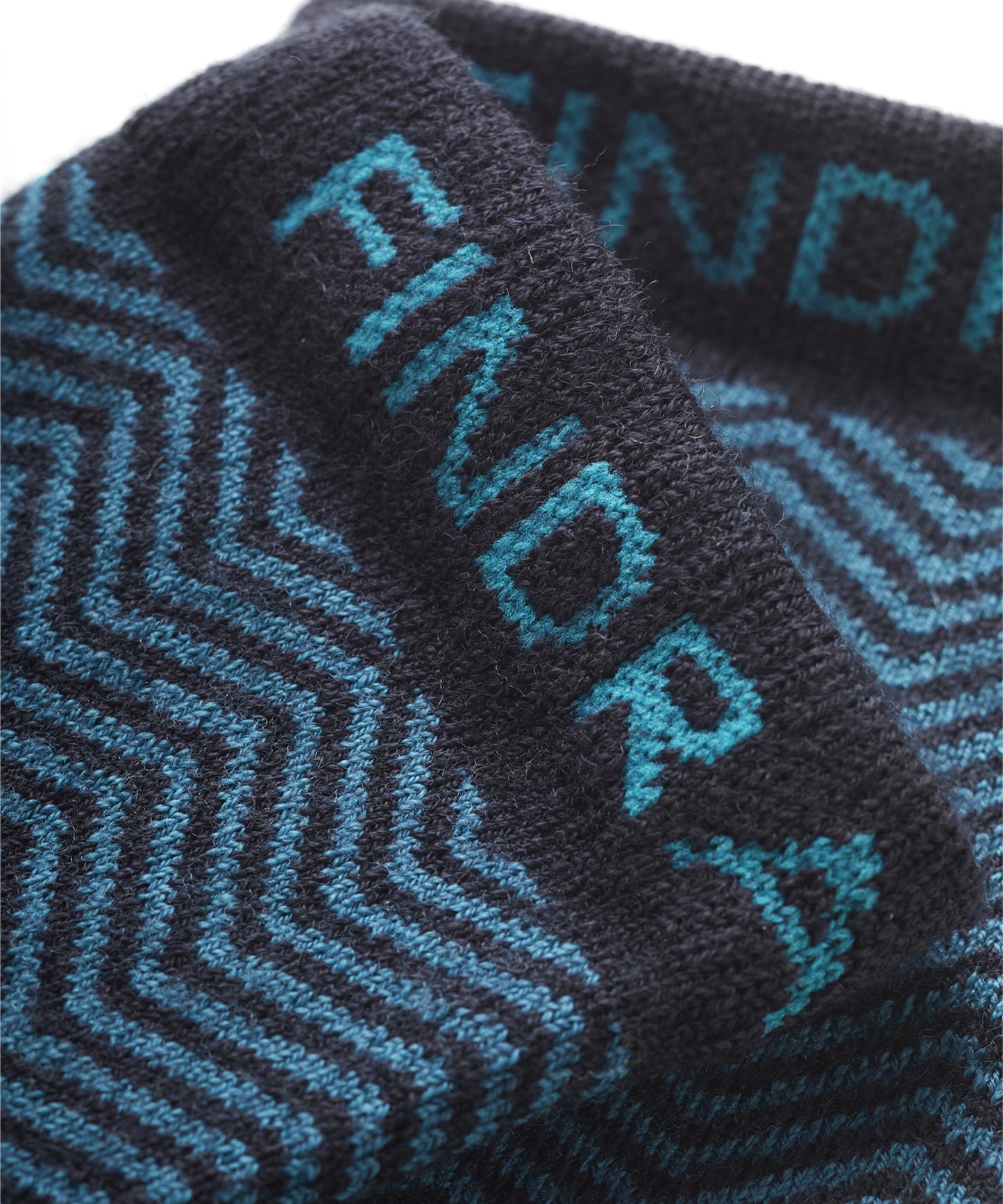 FINDRA Skye Herrinbone Merino Socks Teal Cuff