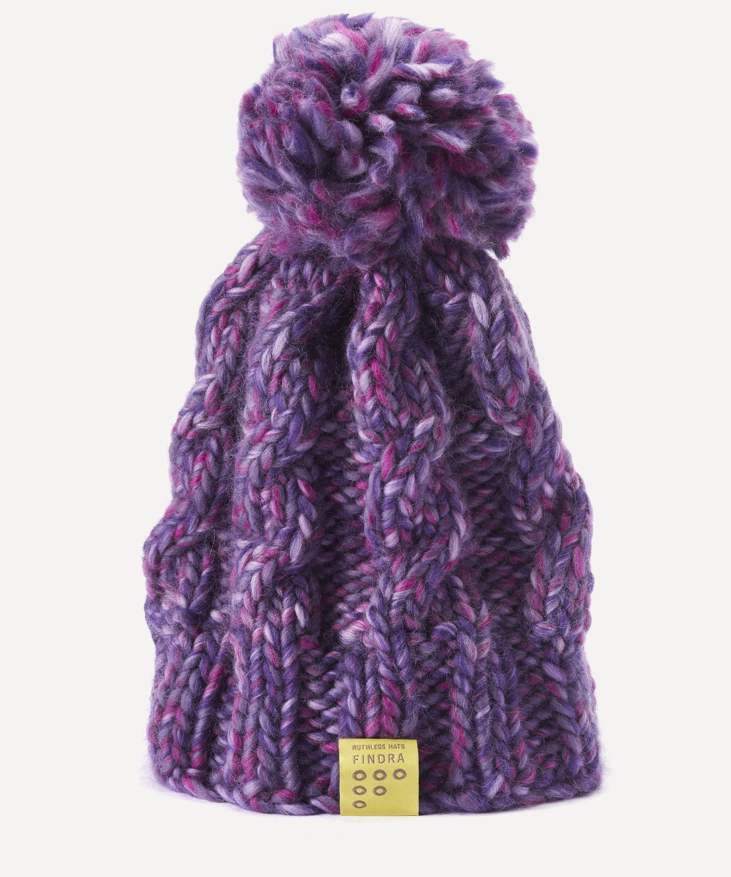 FINDRA Merino Cable Knit Bobble Hat Fuschia