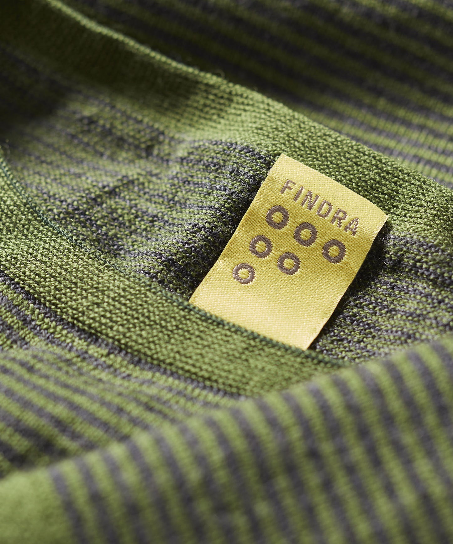 FINDRA Fern Fine Stripe Merino Ladies Top Moss Green / Charcoal