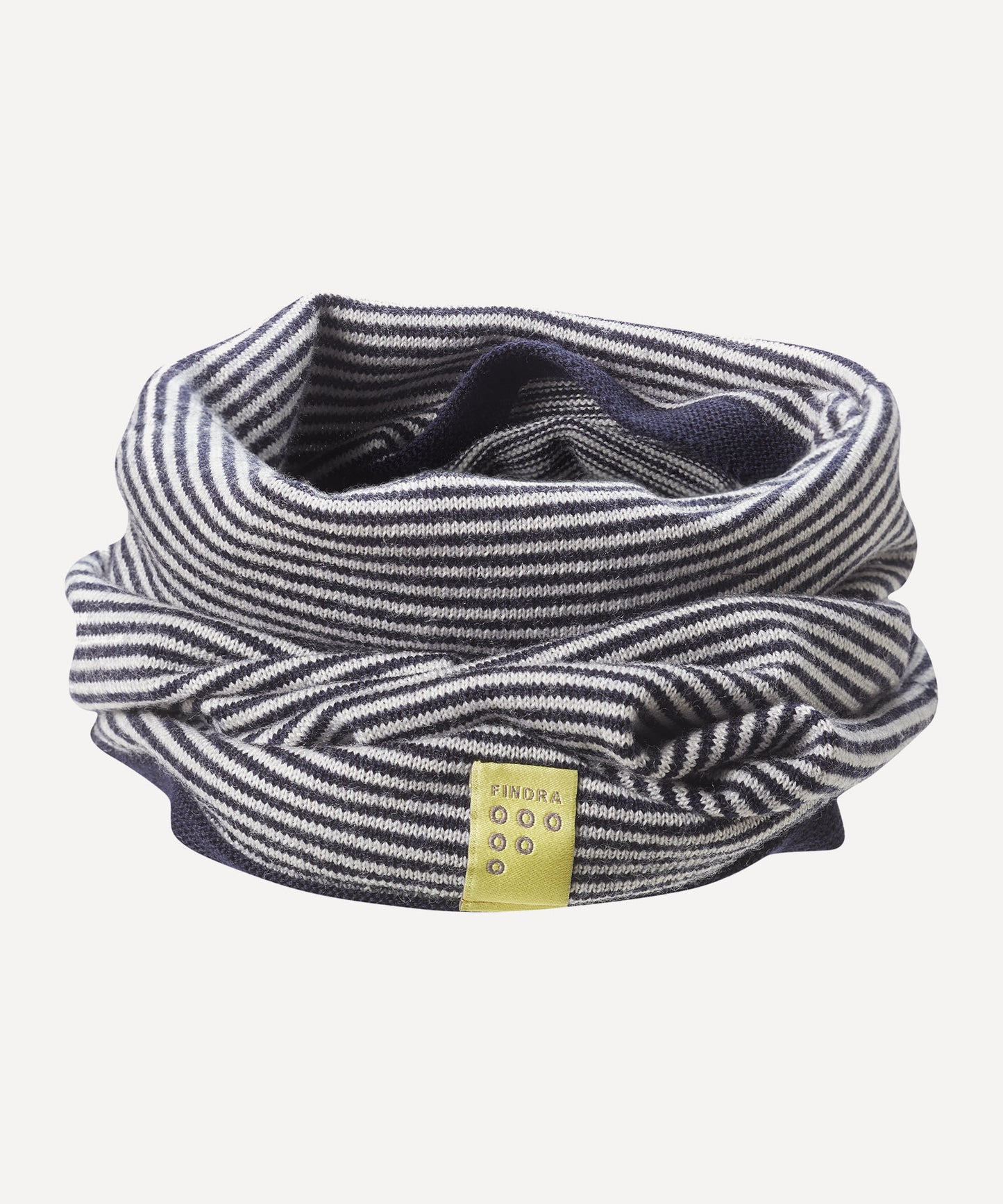 FINDRA Betty Merino Stripe Neck Warmer Dark Navy Oatmeal