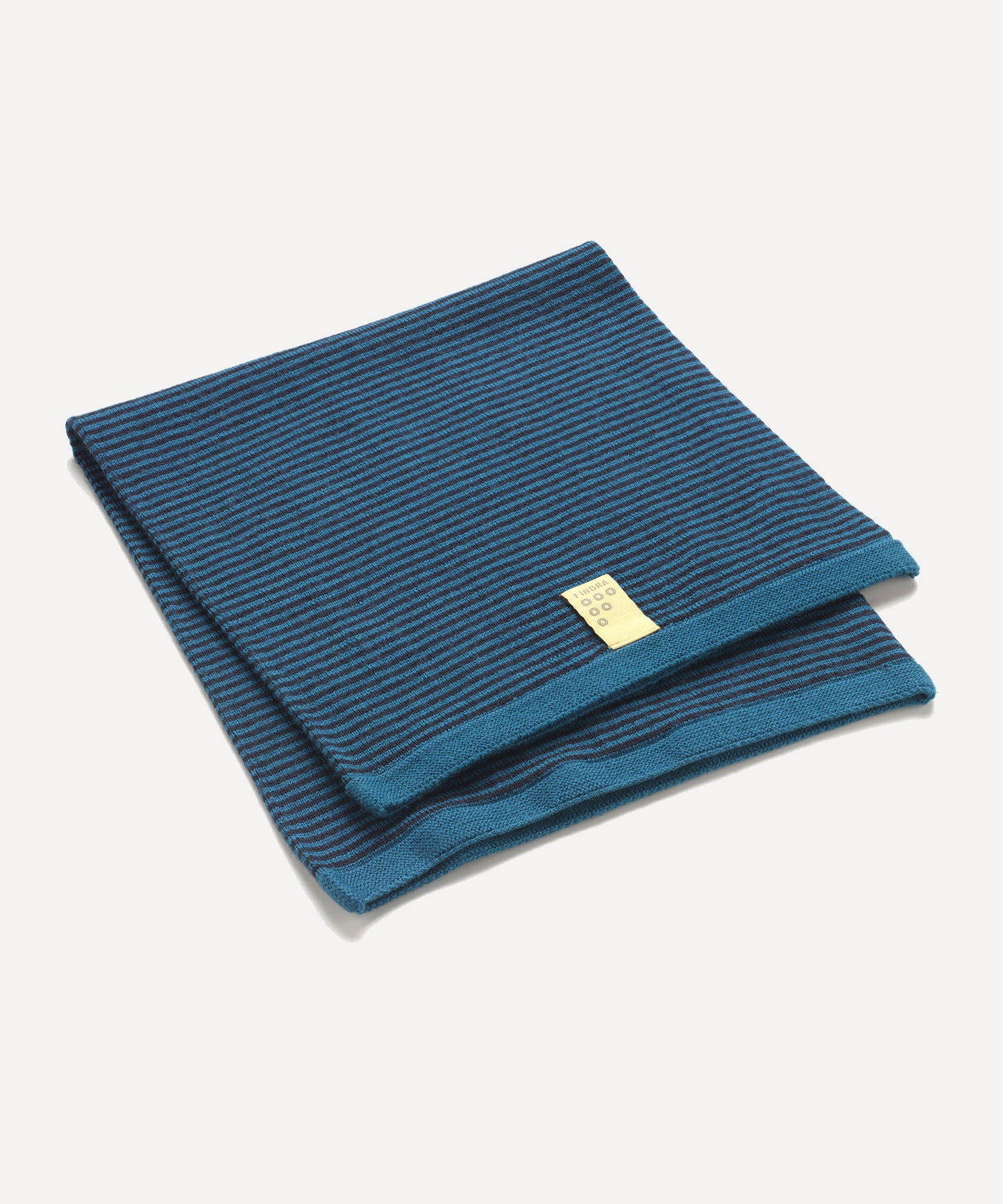 FINDRA Betty Merino Stripe Neck Warmer Teal Dark Navy Folded