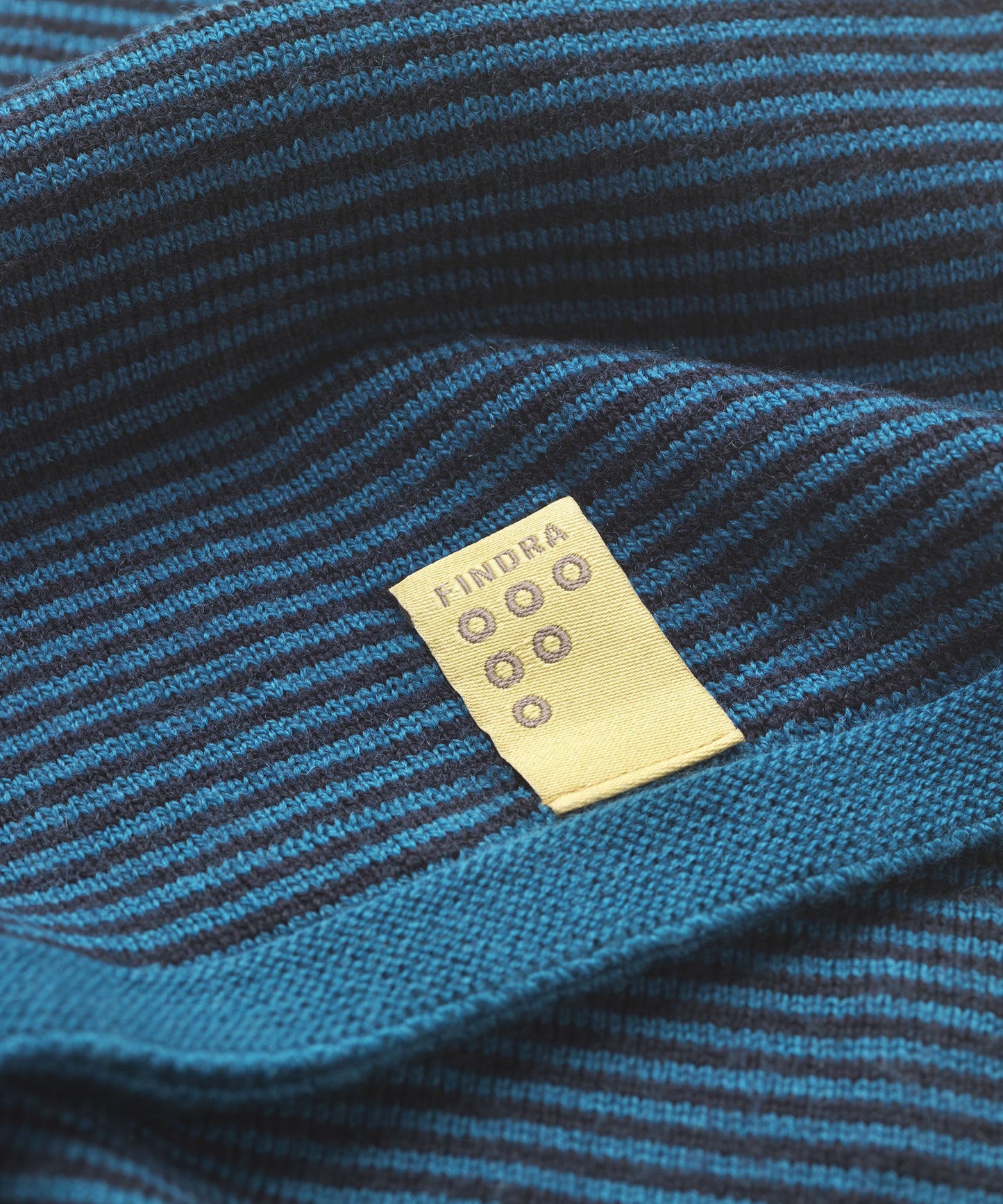 FINDRA Betty Merino Stripe Neck Warmer Teal Dark Navy Label
