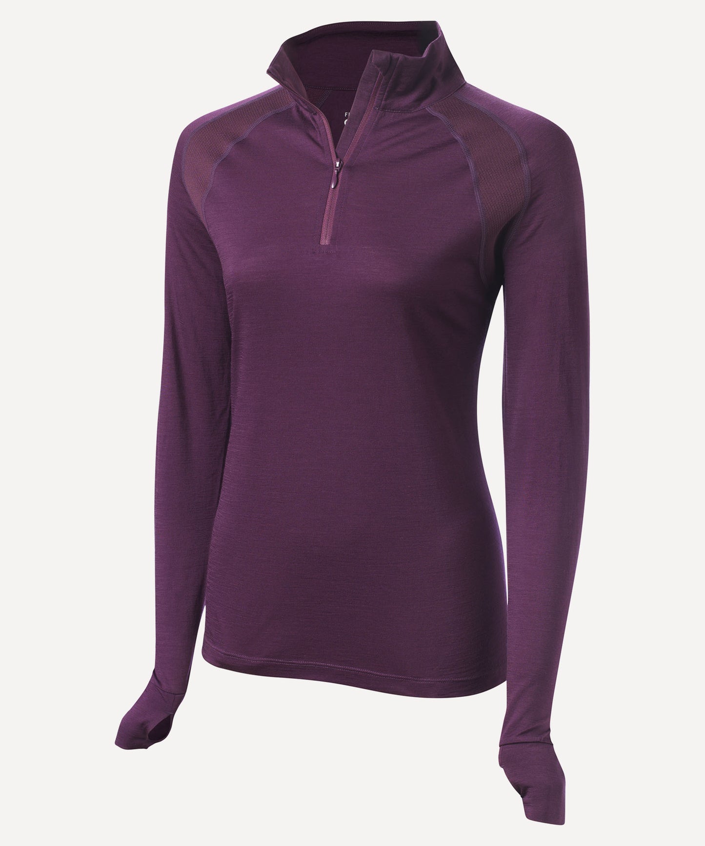 FINDRA Iona Merino Zip Neck Top Eggplant