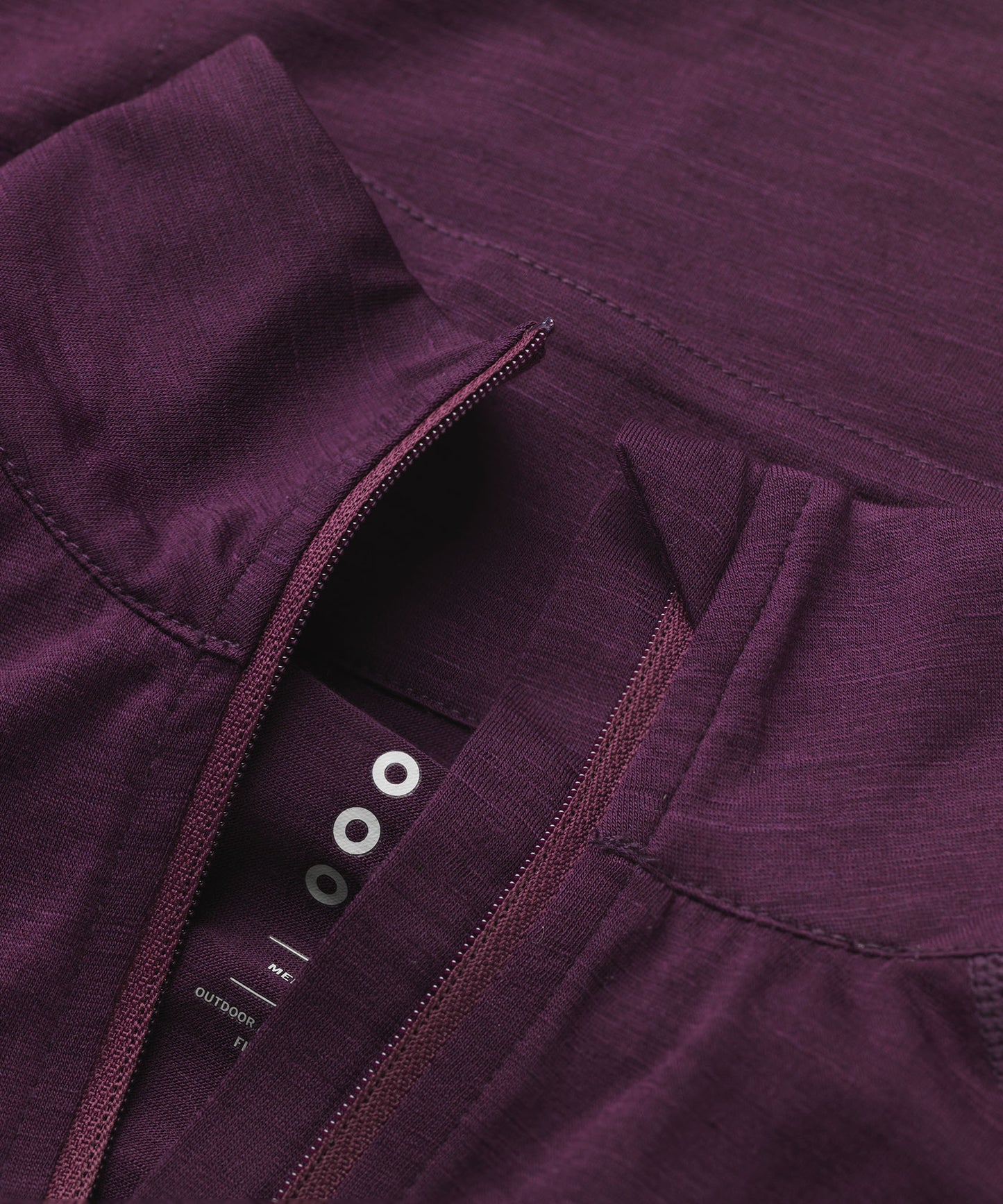 FINDRA Iona Merino Zip Neck Top Eggplant Collar