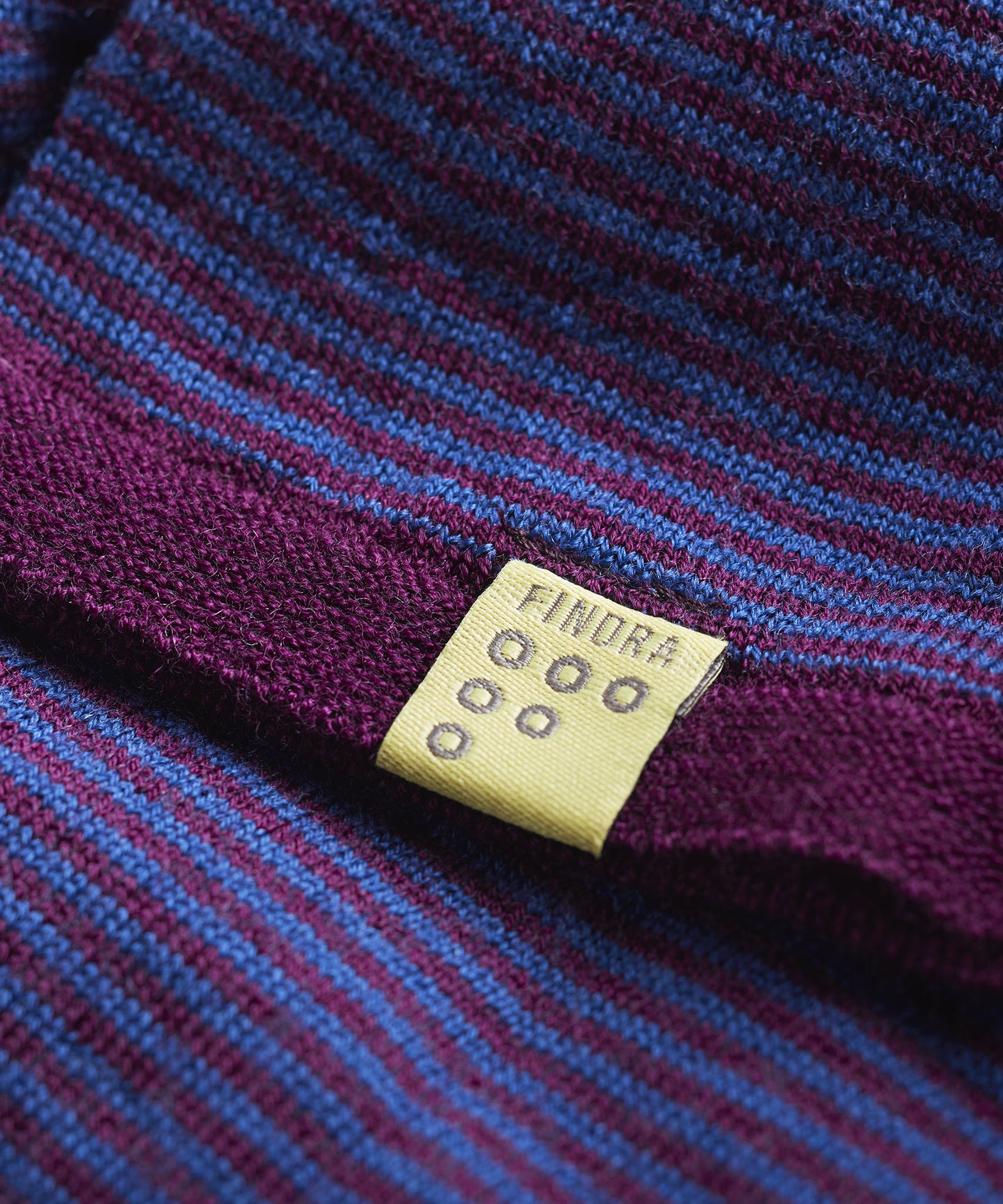 FINDRA Fern Fine Stripe Merino Ladies Top Eggplant / French Navy Detail