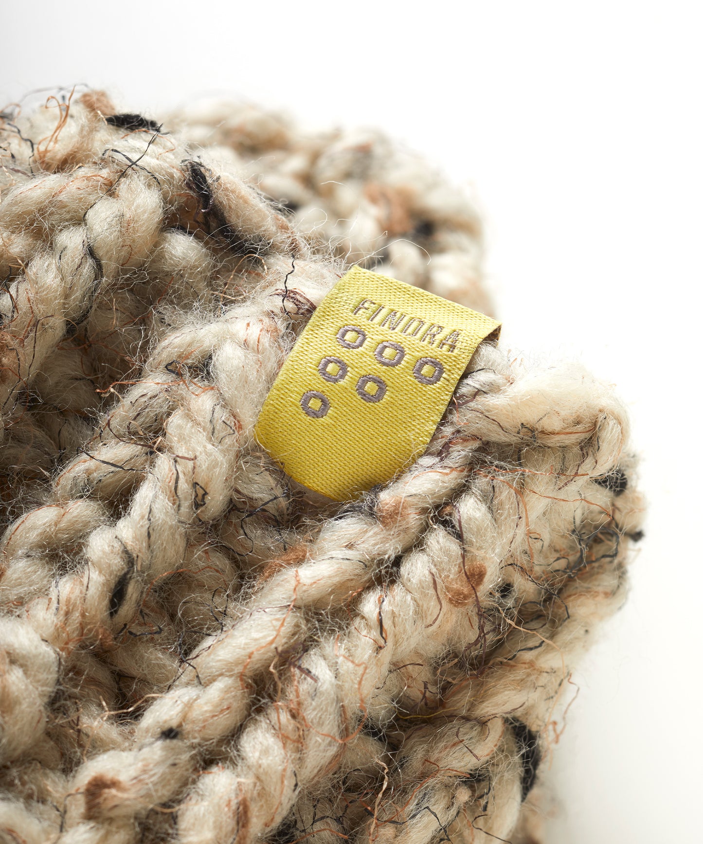 Pawkies Hand Knitted Mittens Oatmeal Label