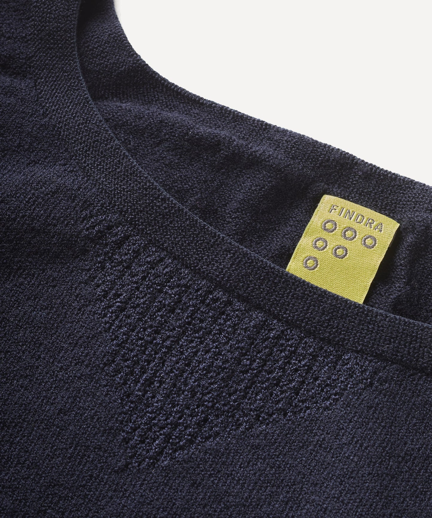 FINDRA Fern Textured Base Layer Dark Navy Collar Detail