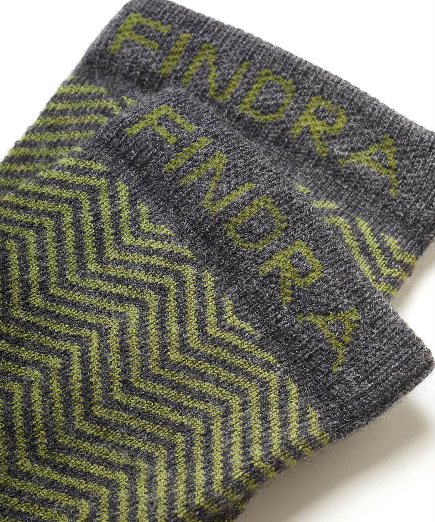 FINDRA Skye Herringbone Merino Socks Moss Green Cuff