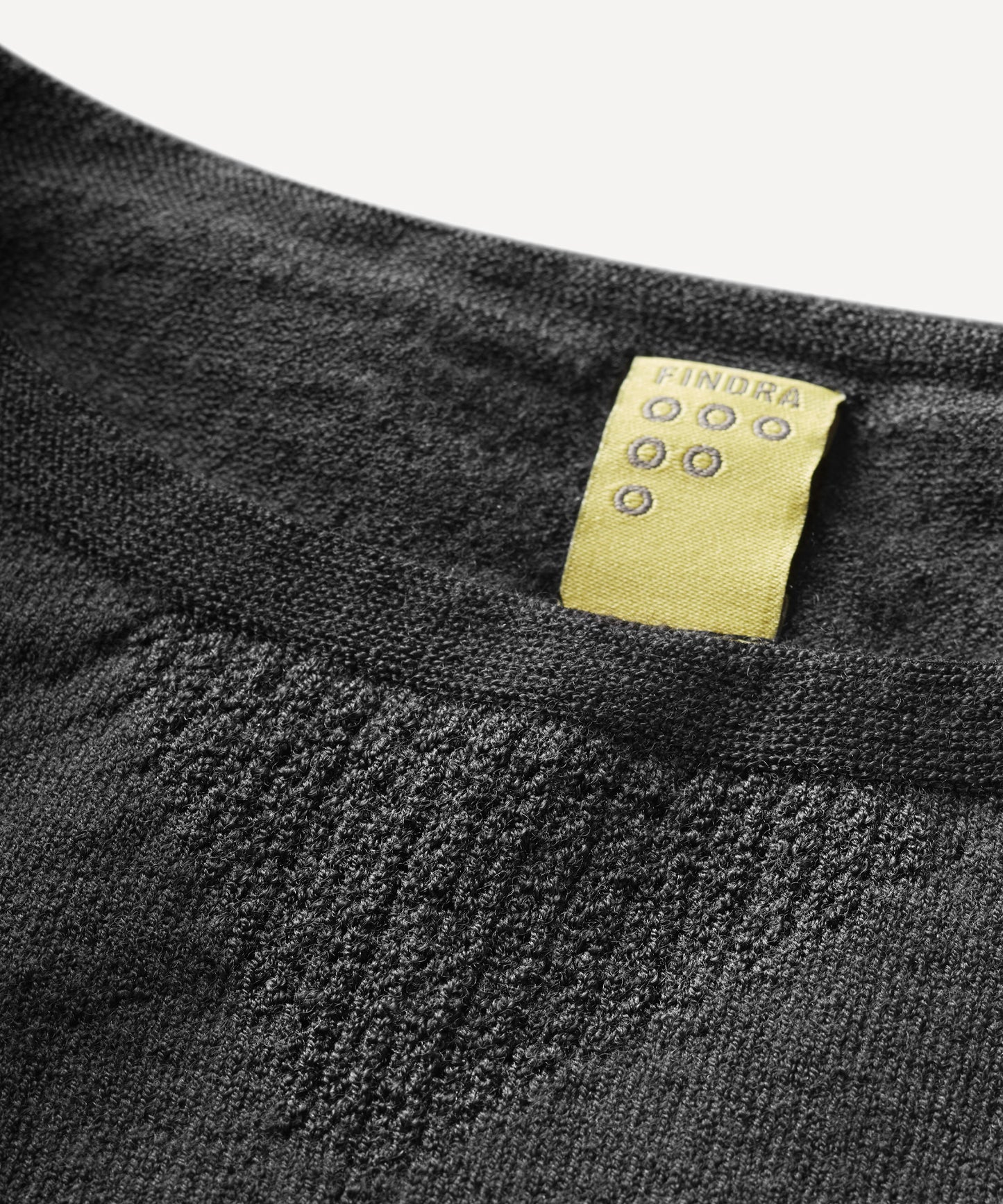 FINDRA Linton Textured Merino Base Layer Charcoal Grey Collar