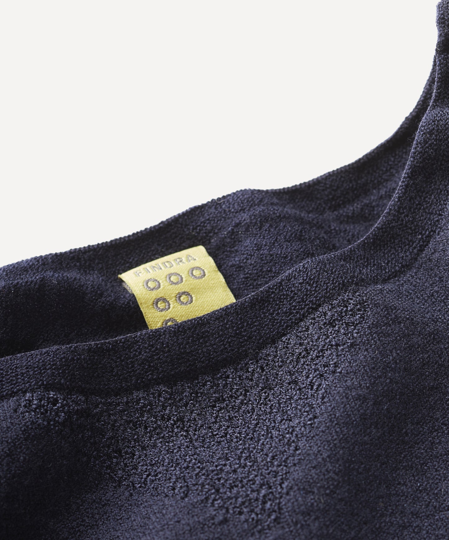 FINDRA Linton Textured Merino Base Layer Dark Navy Collar Detail