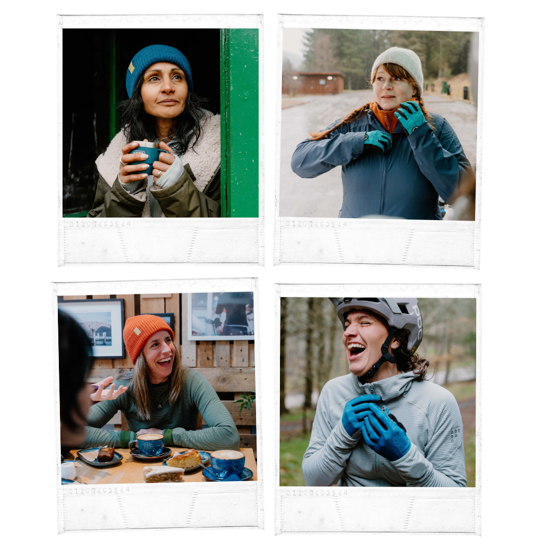Four square photos of a woman in various outdoor settings, wearing winter clothing. The FINDRA Alliance