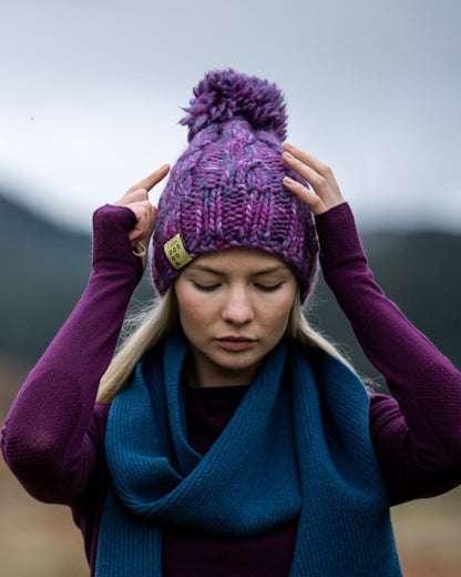 100% Merino Cable Bobble Hat