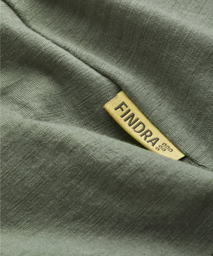 Merino Lightweight T shirt with V Neck in khaki Green