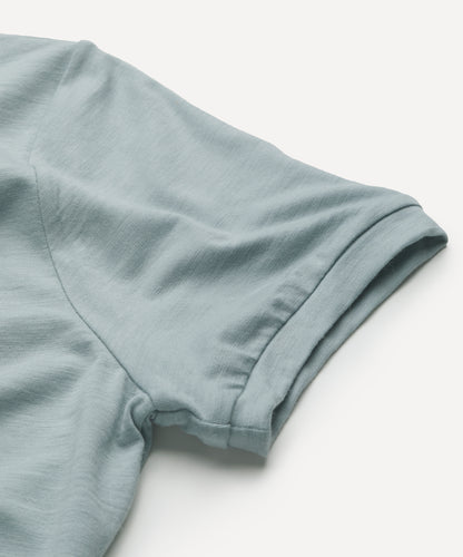 Merino Lightweight T shirt with V Neck in pale blue