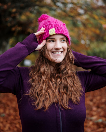 100% Merino Cable Bobble Hat