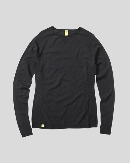 Black long-sleeve shirt on a gray background