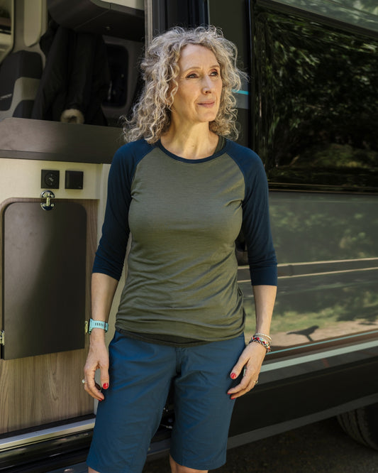 Cara  3/4 Sleeve Raglan Crew Neck