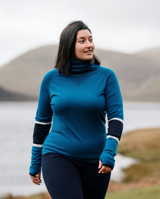 Marin Merino Cowl Neck Top - Teal