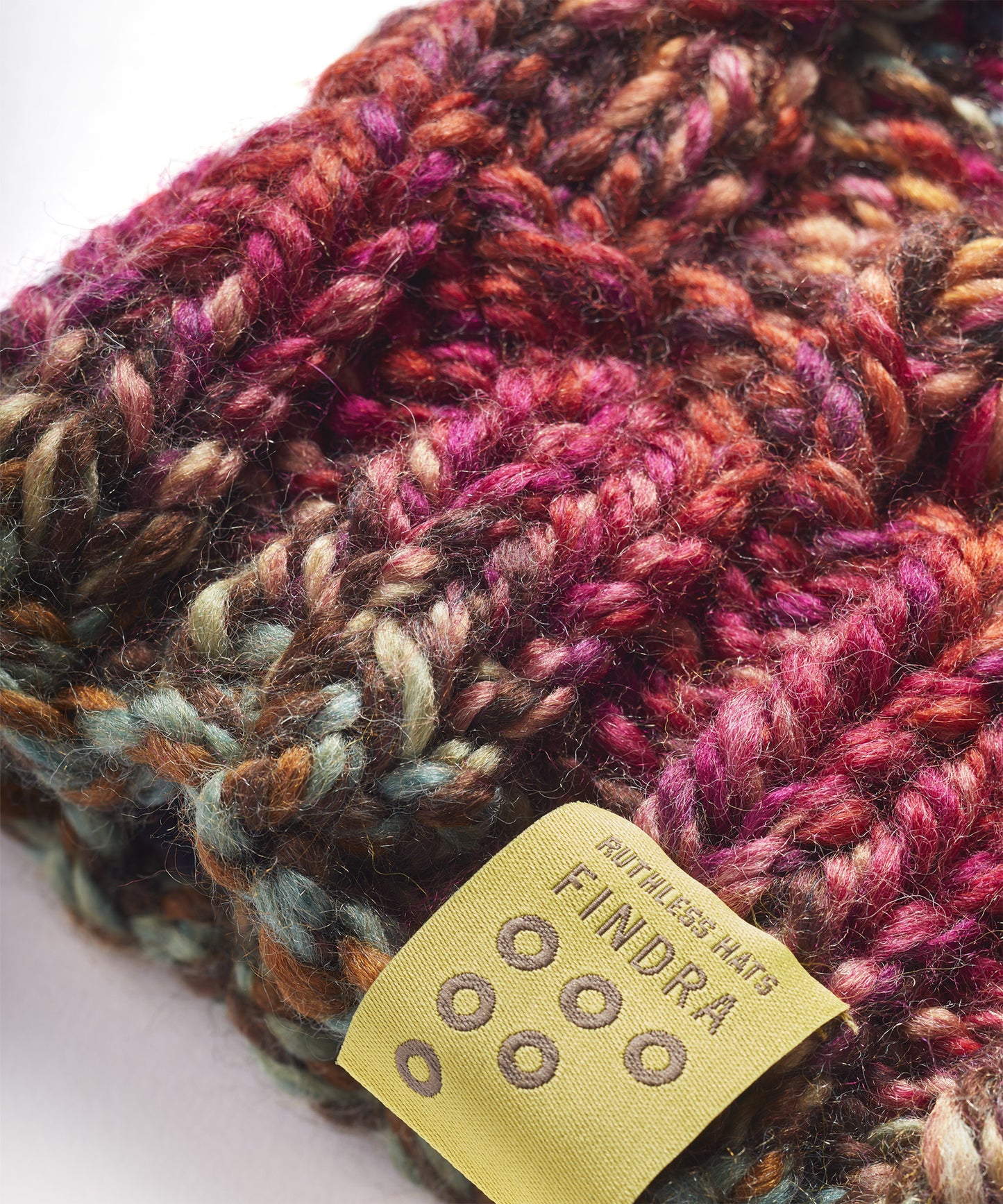 FINDRA Cable Knit Bobble Hat Rhubarb