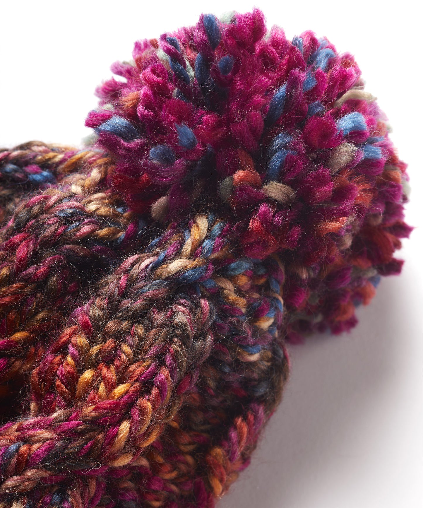 FINDRA Cable Knit Bobble Hat Rhubarb