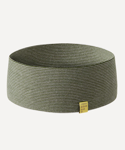 FINDRA Betty Stripe Merino Headband Moss Green Grey Marl