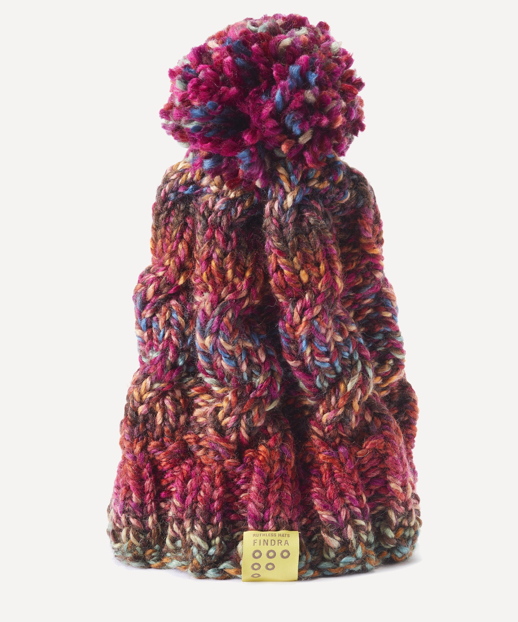 FINDRA Cable Knit Bobble Hat Rhubarb