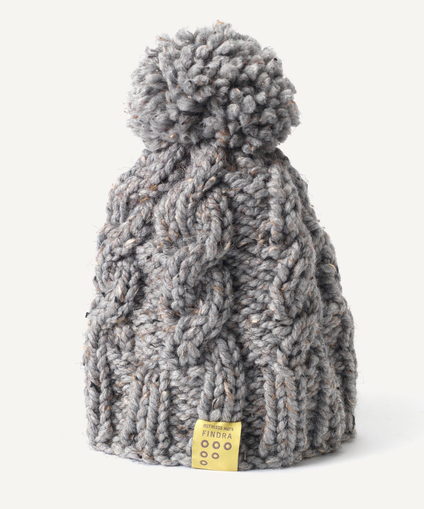 FINDRA Cable Knit Bobble Hat Flint