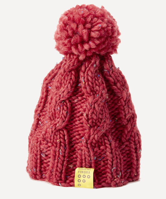 FINDRA Cable Knit Bobble Hat Inferno