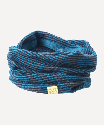 FINDRA Betty Merino Stripe Neck Warmer Teal Dark Navy