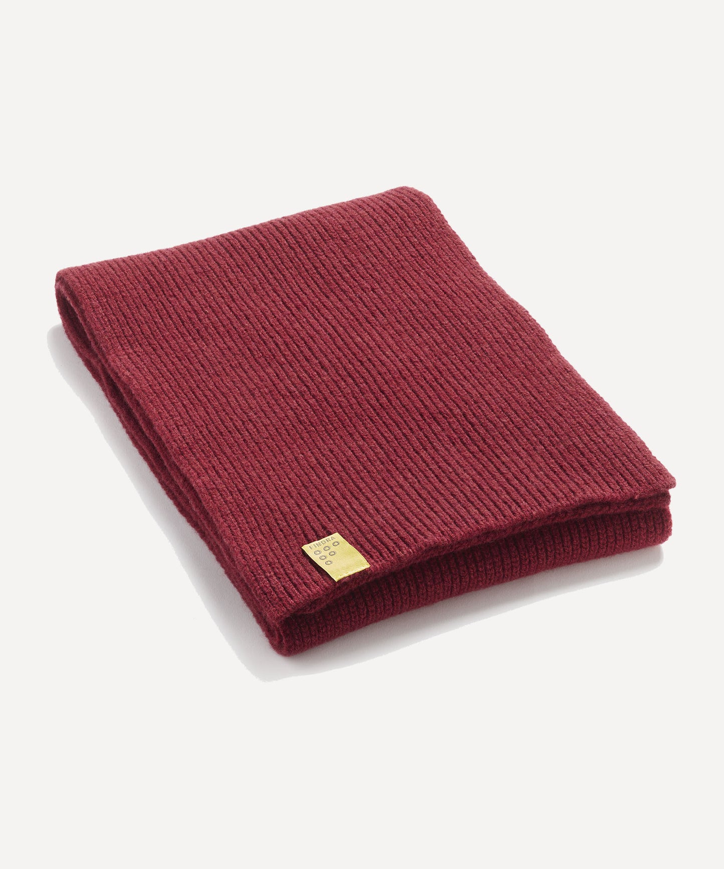 FINDRA Tweed Lambswool Scarf Brick Red Folded