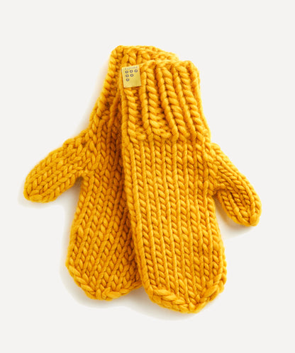 FINDRA Pawkies Hand Knitted Merino Mittens Mustard