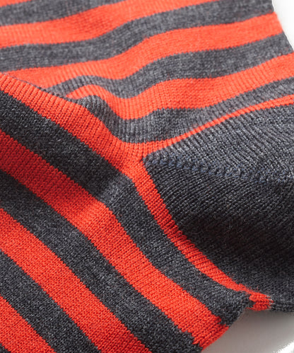 FINDRA Skye Stripe Merino Socks Coral Heel Detail