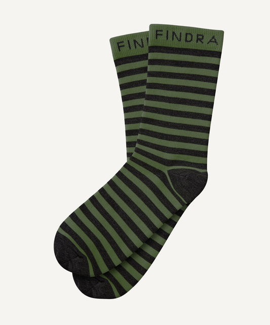 FINDRA Skye Stripe Merino Socks Moss Green