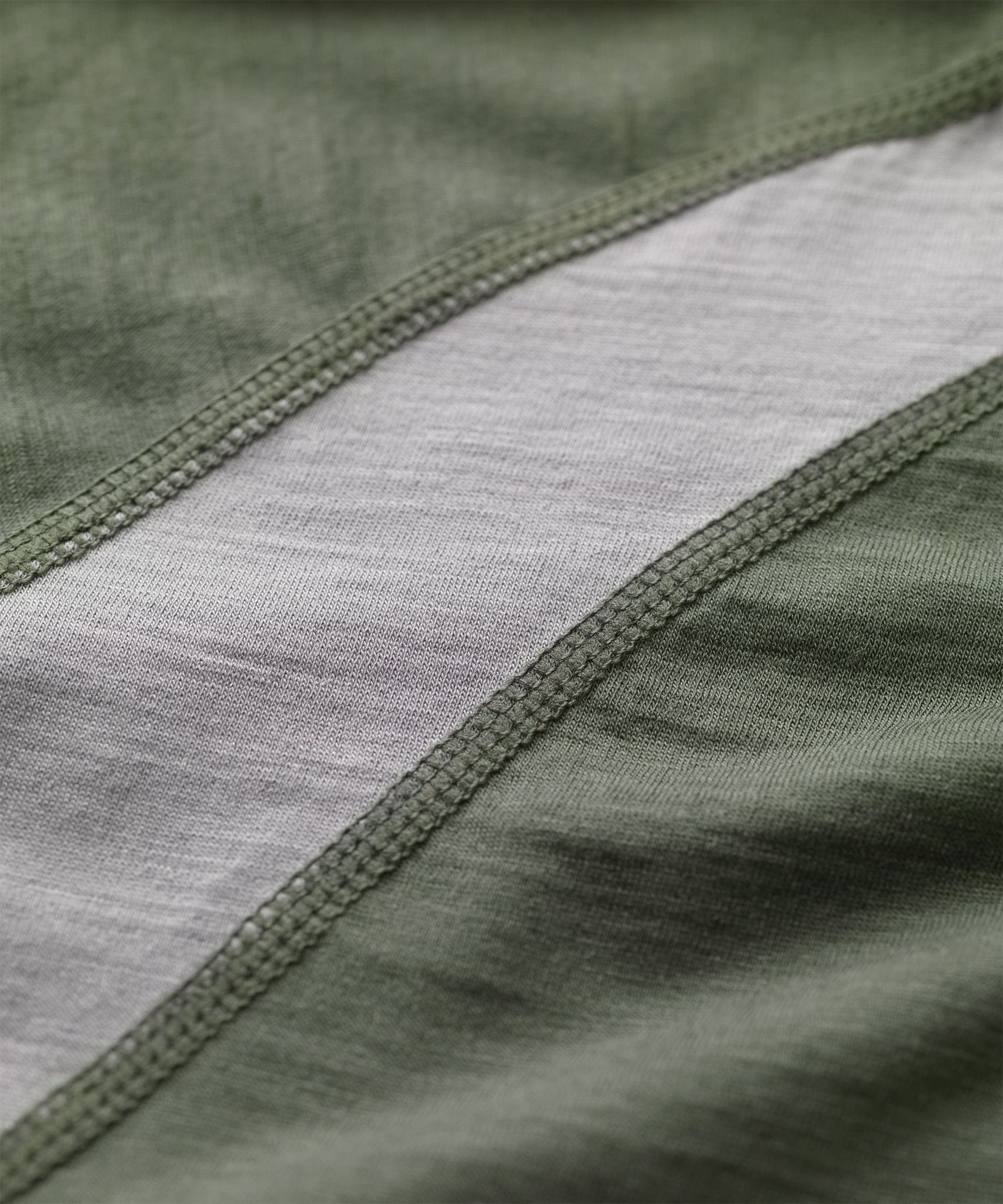 FINDRA Oronsay Merino-Lite 3/4 Sleeve Top Thyme Mist Detail